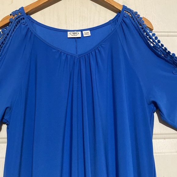 Cato‎ Blue Asymmetrical Cut Out Tunic - Picture 4 of 6